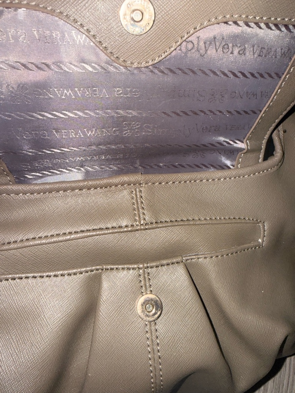 Simply Vera Vera Wang Taupe Shoulder Bag with Logo Detail - Picture 2 of 6